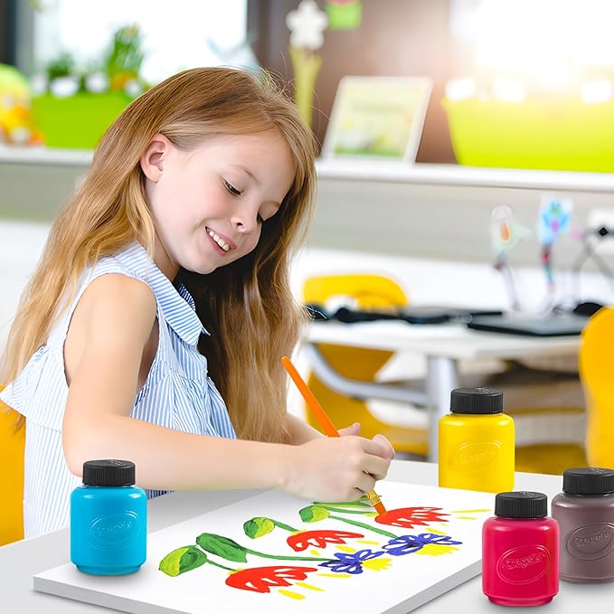 Acrylic Paint Set for Kids Includes 6 Acrylic Paints, Painting Canvas, 7 Paintbrushes, Paint Pallet, Arts and Crafts for Kids Canvas Painting Supplies Bundle