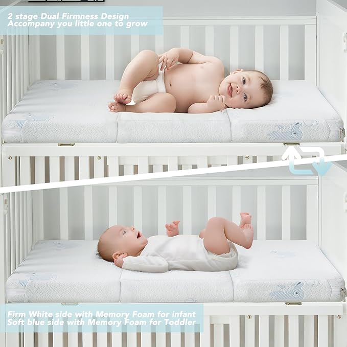 Pack and Play Mattress, 38x26” Foldable Travel Crib Memory Foam Playpen Mattress Pad for Baby & Toddler – Fits Most Playards