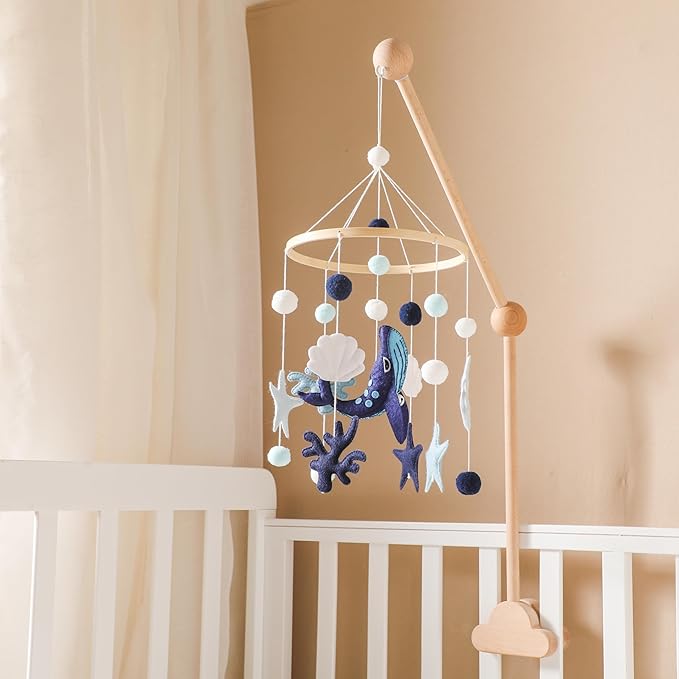 Baby Mobile Wind Chime Sea Creatures, Whale Mobile Wind Chime, Baby Bed Hanging Game Mobile for Children's Room Children's Bed Decor