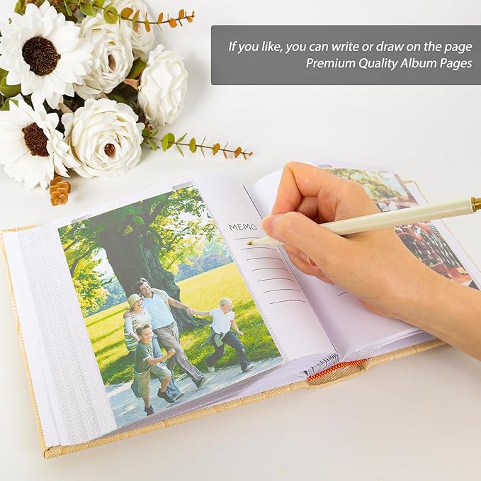 RECUTMS 4x6 Photo Album with Memo Mini Photo Book Pack of 50 Sheets Hold 100 Photos, Leather Cover Picture Album with Window for Memories Couple Valentines Baby Wedding Family (Pink)