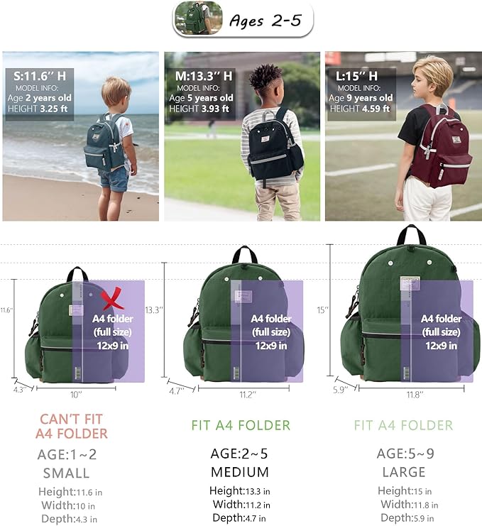 Toddler Backpack for Boys 2-5: Preschool Kindergarten Backpack - 13" Daycare Backpack Fit A4 Folder