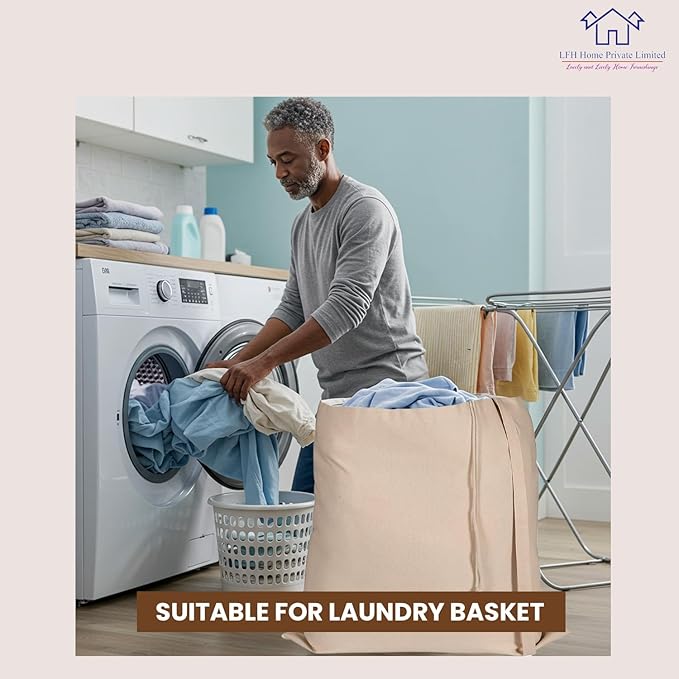 LFH Home Cotton Canvas Extra Large Laundry Bag with Handle, Heavy Duty Drawstring Closure Washable Laundry Bags, School Travel, Home, Hotel, College Dorm, Organizer Sack, Toys Clothes 28x40-Natural