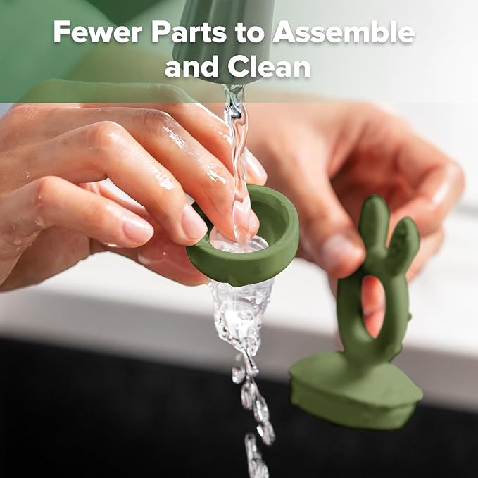 Haakaa Baby Fruit Food Feeder & Mini Freezer Nibble Tray Combo, Breastmilk Popsicle Molds for Baby Cooling Relief, BPA Free Silicone Feeder for Safe Infant Self Feeding, 4 Month+(Olive Green)