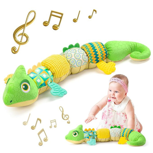 Sumobaby Infant Baby Musical Stuffed Animal Toys for 0-3-6-12 Months,Multi Sensory Toys with Crinkle and Rattles, Tummy Time Toys for Newborn Boys Girls, Dinosaur, Green