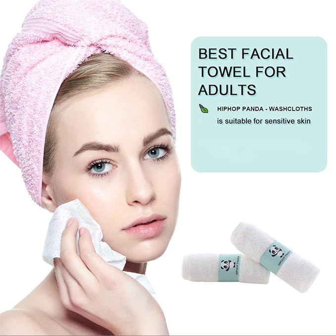 HIPHOP PANDA Baby Washcloths, Rayon Made from Bamboo - 2 Layer Ultra Soft Absorbent Newborn Bath Face Towel - Reusable Baby Wipes for Delicate Skin - Gray Stripe, 30 Pack