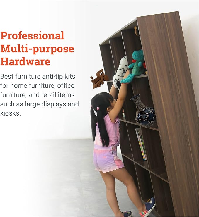 Furniture Anti-Tip Kit for Large Heavy Objects - Heavy Duty Furniture Anchor - Supports up to 400 lbs