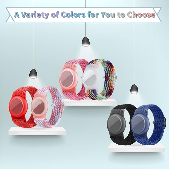 Kids Bracelet Compatible with AirTag, GPS Kid Tracker Holder Braided Wristband for Apple Air Tag, 2022 Upgraded Nylon Adjustable Anti Lost Airtag Watch Band for Kids Children Elders (pink)