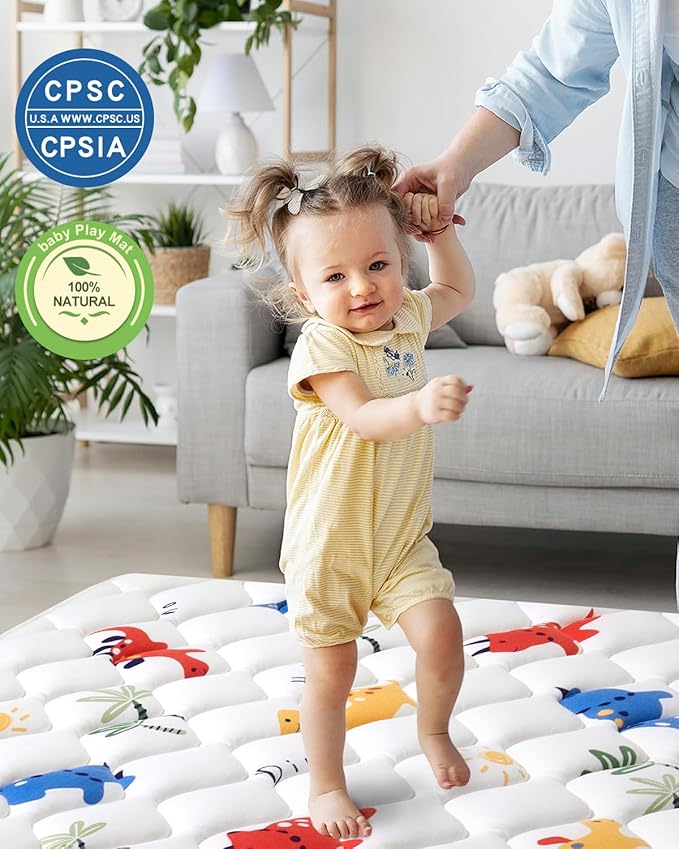 Odorless Premium Foam Baby Play Mat 36" x 36", Soft Microfiber Fabric Crawling Mat for Floor- Comfortable and Hypoallergenic, Non-Slip Cushioned Floor Playpen mat for Infants,Babies,Toddlers