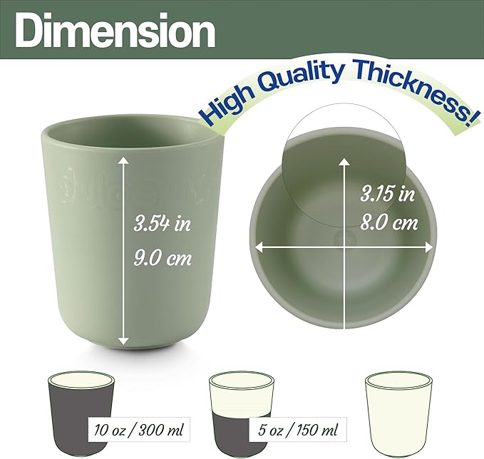 SUGARCANE Kids Cup 10 oz - 5 Pack, USDA & LFGB Certified Toddler Cup - BPA Free - Dishwasher Safe, Reusable, Unbreakable - Gray Pink