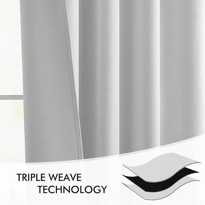 MIULEE Back Tab Light Blocking Curtains 84 Inch Length 2 Panels Set for Living Room Bedroom, Greyish White Rod Pocket/Pinch Pleated Thermal Insulated Room Darkening Blackout Curtains 84 Inches Long