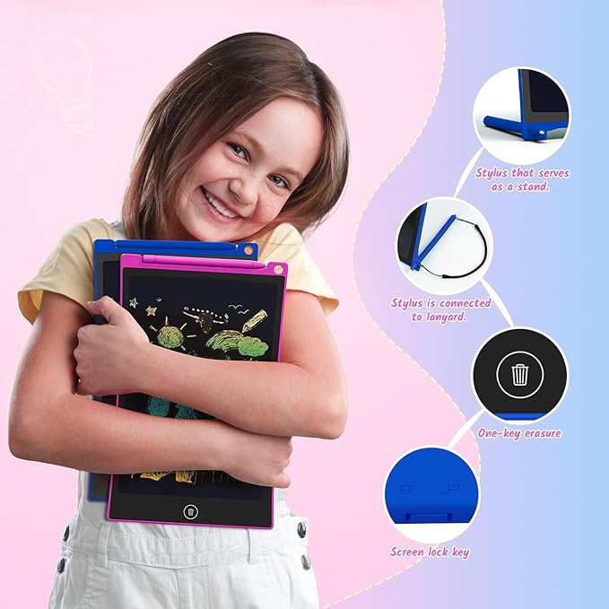 TECJOE 2 Pack LCD Writing Tablet, 10 Inch Colorful Doodle Board Drawing Tablet for Kids, Kids Travel Learning Toys Christmas Birthday Gifts for 3 4 5 6 Year Old Boys and Girls Toddlers