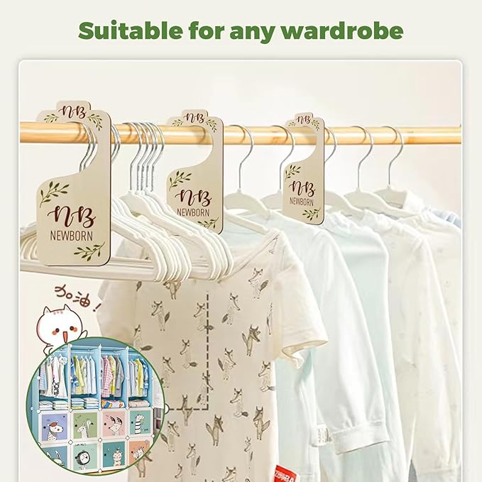 Wooden Baby Closet Dividers for Baby Clothes Organizer Baby Closet Organizer Hangers For Nursery Decor Baby Clothes Dividers For Closet Size Hangers (White)