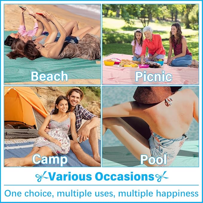 Oversized Turkish Beach Towel Blanket XXL Cotton Sandproof Towels Boho Woven Extra Large Big Sand Free Giant Throw Thick Blankets Huge Quilt XL Picnic Camping Necessities Cloud For Adult Gifts Aqua