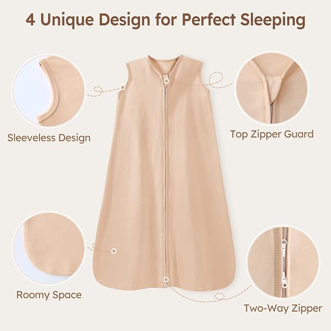 Baby Sleep Sack 18-24 Months 3 Pack 100% Cotton Lightweight 0.5 TOG Wearable Blanket Baby Sleep Bag with 2-Way Zipper for Newborn Infant Orange Flowers & Plaid