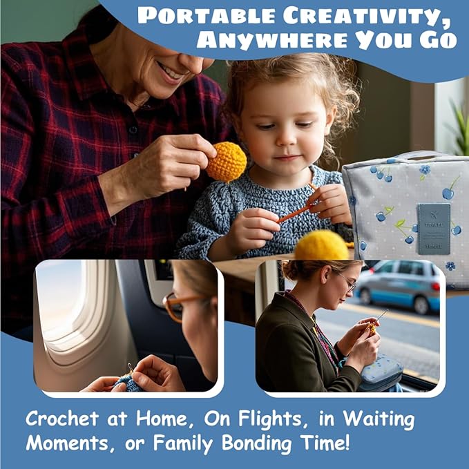 ARMINACO Crochet Kit for Beginners & Adults – 59pcs Complete Starter Set with Ergonomic Hooks (0.6-6.0mm), Yarn, Tools & Travel Bag – Craft Gift for Women, Teens & Seniors