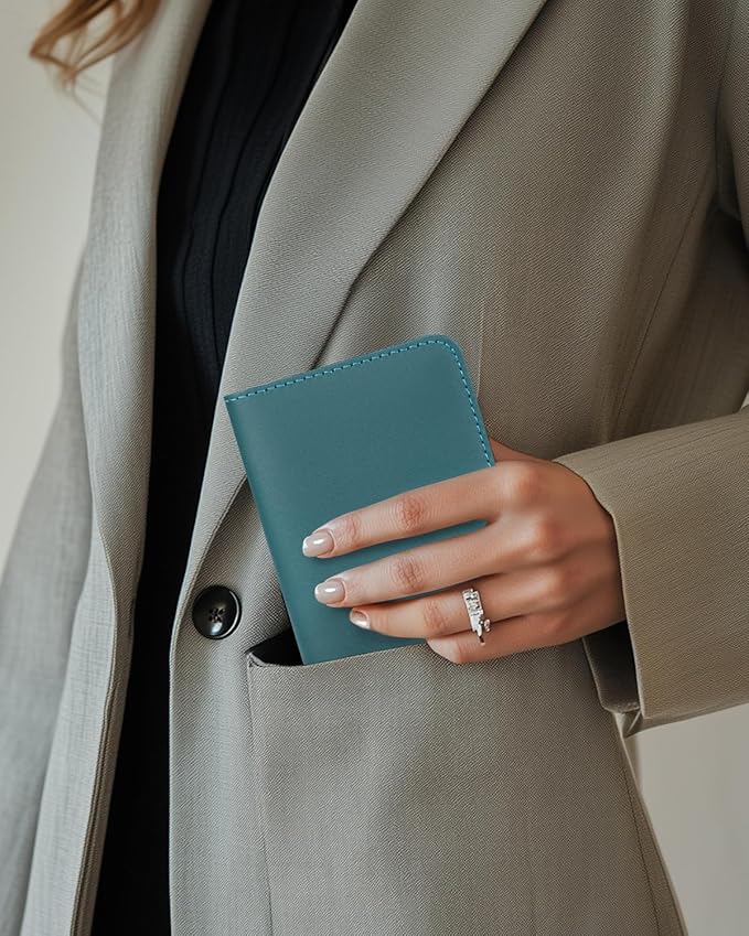 ALLIVE Passport Holder for Travel Women Men,Genuine Leather Passport Cover Wallet,Travel Must Haves Airport Essentials Travel Gifts Blue