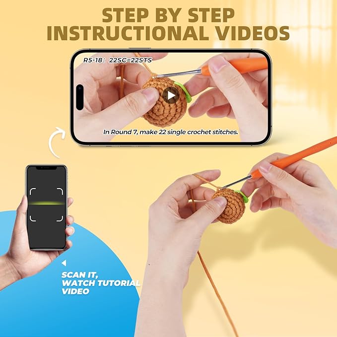 MOREJMTT Crochet Kit for Beginners, Learn to Crochet, Include Easy Knitting Soft Yarn, Step-by-Step Video Tutorial, Hook, Holiday Birthday Gift for Adults and Kids(Sausage Dog)