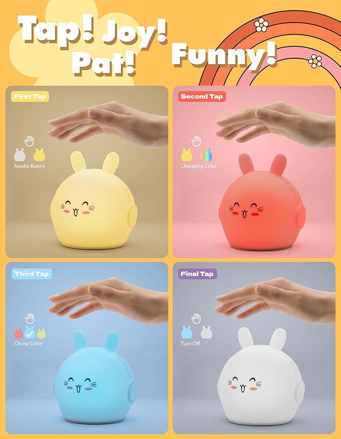 Night Light Kids, Cute Soft Glow Protect Eyes Deer Night Light Lamp with 30mins Timer Rechargeable Nightlight for Kids Children Women Girls Toddler Bedroom Bedside Livingroom