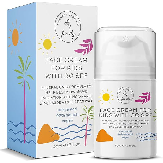 Kid Face Sunscreen Moisturizer with SPF – SPF 30 Mineral Face Sunscreen – Lightweight, Non-Greasy, Reef-Safe with Zinc Oxide & Niacinamide – Broad-Spectrum UV Protection – Daily Moisturizer for Kids