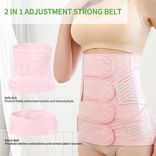 2 in 1 Postpartum Belly Band Wrap Pink, C-Section Support Belt X-Large, Post Partum Support Recovery Waist/Pelvis Belt, Hysterectomy Belly Band Binder Girdle Stomach