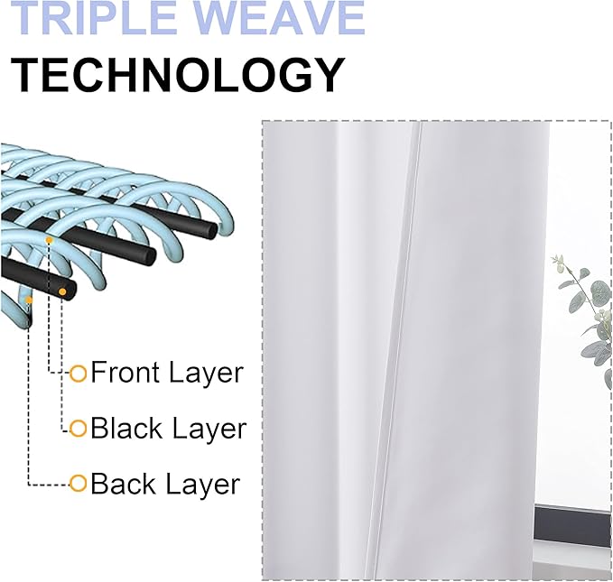 Simplebrand Ava Pure White Curtains for Bedroom 84 Inch Length 2 Panels Set, Light Filtering Window Treatment, Light Filtering Curtain Drapes, Soft Casual Rod Pocket Privacy Curtains, W40 x L84 Inch