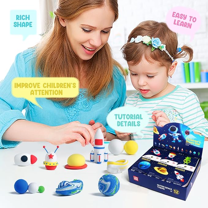 Air Dry Clay Kits - Modeling Clay for Kids, Ultra Light & Soft, Safe & Non-Toxic, DIY Airdryclay Kit with Sculpting Tools and Tutorials, Creatible Art Crafts Toys Gifts for Boys Girls