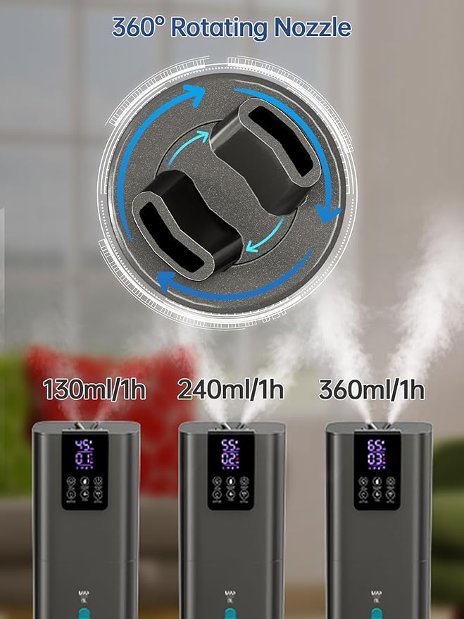 8L Smart Humidifier for Large Room Bedroom, Cover up to 505ft², Easy Top Fill, Remote & APP Control, Aroma Box, RGB Light, Last 48 Hours Suitable for Indoor Plant, Office, Home