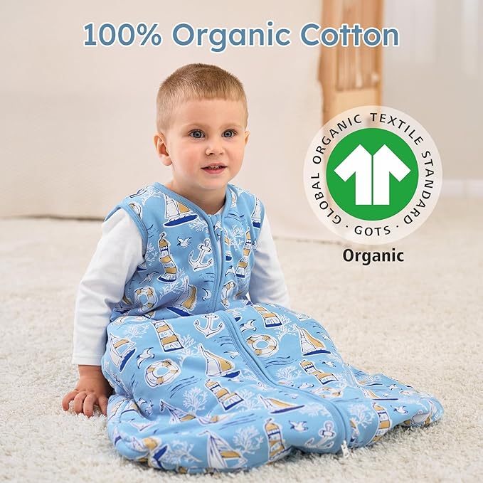 Yoofoss Baby Sleep Sack 12-18 Months, 1.5 Tog Baby Wearable Blanket with 2-Way Zipper, 100% Cotton Organic Fabric Winter Infant Sleeping Sack, Warm Soft Comfy