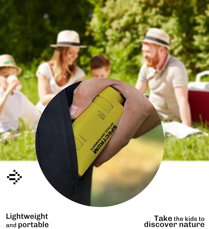 EasyMicro LED Lighted Pocket Microscope 60-120X Magnification Yellow Color