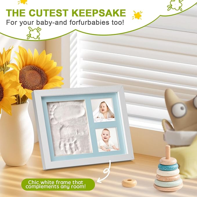 Baby Hand and Footprint Kit,Footprint Kit for Boy or Girl,Keepsake Handprint Kit Newborn Nursery Picture Frame Timeless Gifts for Baby Shower and Registry (white)