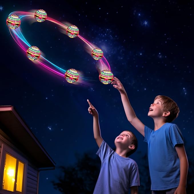 Flying Orb Ball (Red, 2025 Upgraded) with Dazzling Lights, Magic Hover Spinner, Cool Boomerang Drone, Floating Cosmic Globe, Kids Outdoor Toys, for 6 7 8 9 10 Year Old Boys Girls