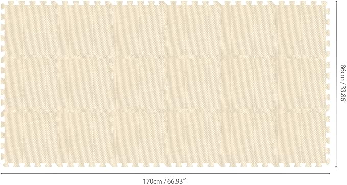 qqpp EVA Rubber 18 Tiles Interlocking Puzzle Foam Floor Mats - Baby Play Mat for Playing | Exercise Mat for Home Workout. Beige. QC-Jb18N