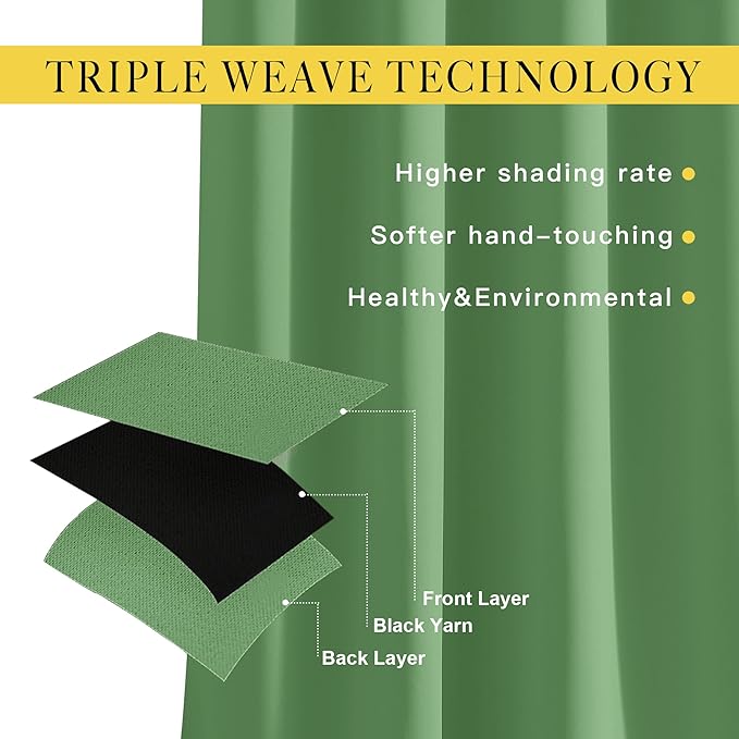 NICETOWN Blackout Curtains for Boys Room - Thermal Insulated Solid Grommet Room Darkening Curtains/Panels/Drape for Bedroom (Forest Green, 1 Pair, 46 by 90-Inch)