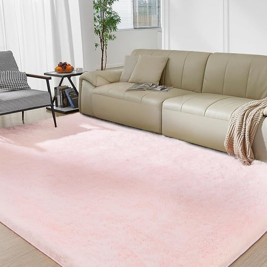 Ultra Soft Rug for Living Room, 4X6 Fluffy Shag Area Rug for Bedroom, Modern Shaggy Carpets Fuzzy Rug for Teens Dorm Nursery Home Decor Aesthetic, Upgrade Anti-Skid Durable, Pink