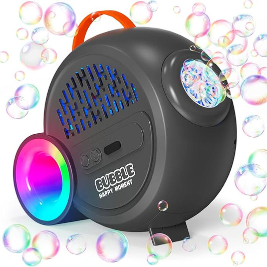 Rechargeable Bubble Machine with Upgrade RGB LED 16 Million Colors, 20000+ Bubbles Per Minute, Portable Bubble Maker for Kids, Weddings, Birthday Parties, Outdoor, Plug in or Battery Power