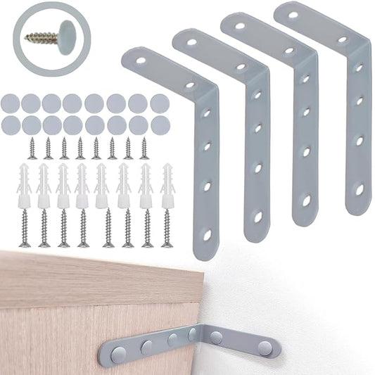 Anti Tip Furniture Anchors for Baby Pet Proofing,Furniture Wall Anchor Furniture Dresser Bookshelf Falling Prevention Device for Children (Grey)