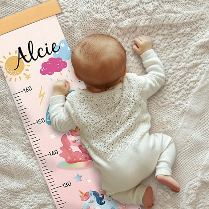 Personalize Name Growth Chart for Kids, Unicorn Kids Growth & Measuring Chart, Growth Chart for Wall, Height Measure Wall Chart Bedroom Nursery Wall Decoration,Playroom Essentials