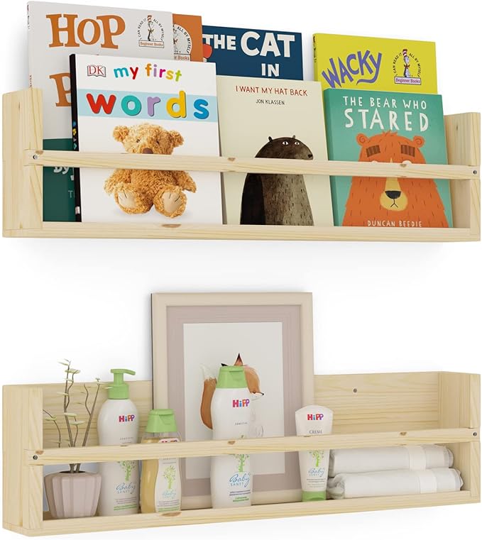 Brightmaison Polynez 30" Floating Shelves for Nursery & Kids, Set of 2 Unfinished Multiuse Wall Shelf