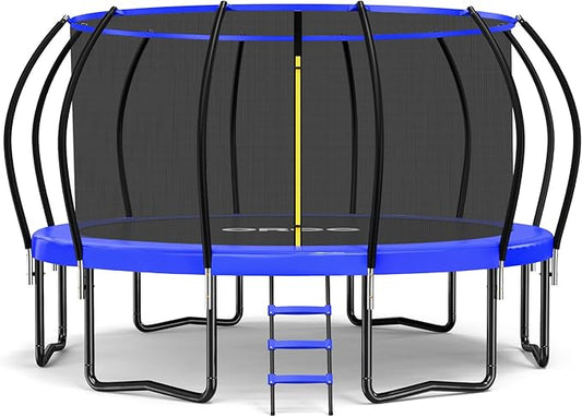 ORCC 1200LBS Weight Capacity Trampoline 16 15 14 12 10 8 FT for Kids with Safety Enclosure Net for Children Adults Outdoor Yard Trampolines