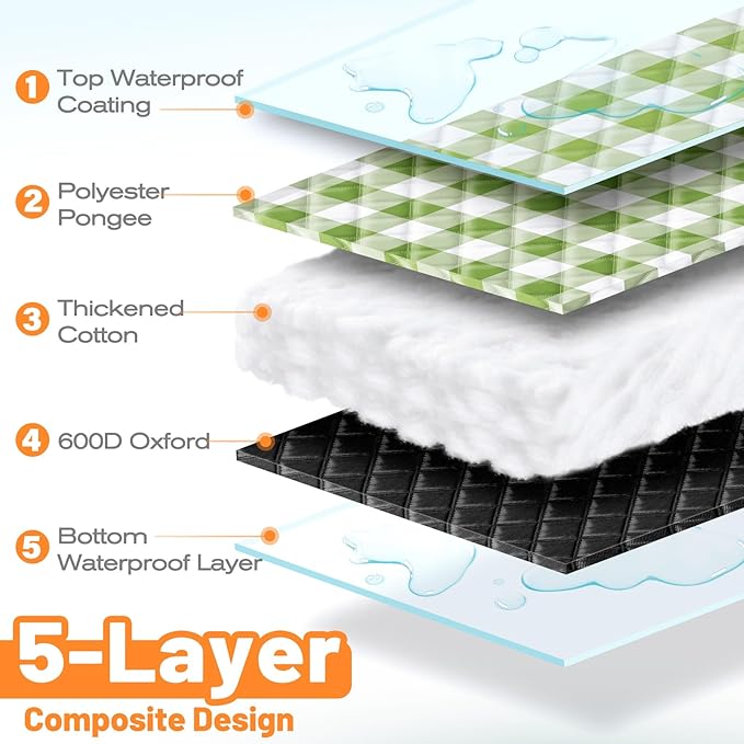 TigeJoy Extra Large Picnic Blanket Waterproof Foldable 80''x118'', Outdoor Picnic Mat Beach Blanket Sandproof for Park, Grass, Travel, Hiking, Camping Essentials, Gingham Picnic Blanket