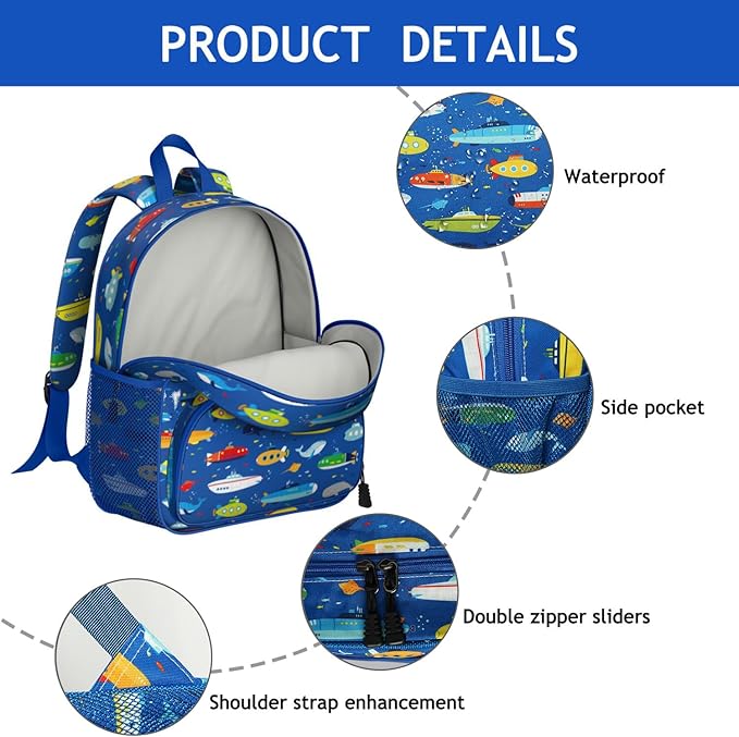 Toddler Backpack for Boys 3-8: Preschool Kindergarten Backpack - Cute Kids Backpacks for Boys-Underwater World