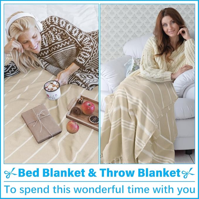 Oversized Turkish Beach Towel Blanket XXL Cotton Sandproof Towels Boho Woven Extra Large Big Sand Free Giant Throw Thick Blankets Huge Quilt XL Picnic Camping Necessities Cloud For Adult Gifts Beige
