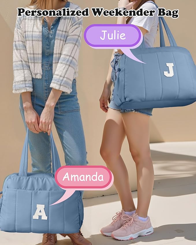 Initial Duffle Bag, Yoga Bags for Women，Overnight Bag with Wet Pocket，Lightweight Work Bags Personalized Gym Tote with Makeup Pouch-Gifts for Women Birthday