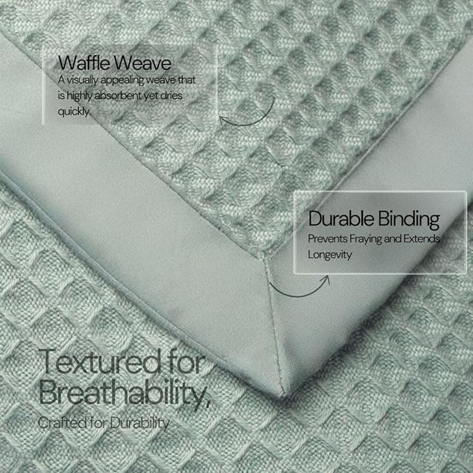 Salt Earth GOTS Certified 100% Organic Cotton Throw Blanket, 60" X 80" Blankets & Throws for Bed, Throw Blanket for Couch,Modern & Cozy Blanket, All Seasons Waffle Blanket, Soft Blanket (Silver Blue)