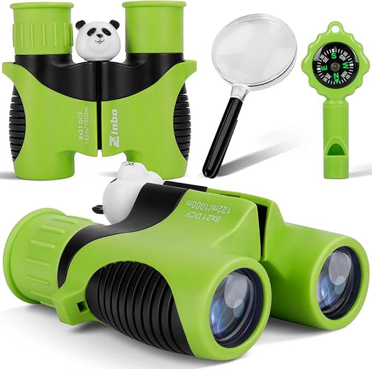Binoculars for Kids, Toys for 3-12 Year Old Girls and Boys, Bird Watching Hiking 4 5 6 7 8 9 Year Old Girl Boy Christmas Birthday Gifts, Outdoor Toys for Kid Set with Magnifying Glass & Compass