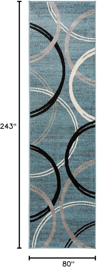 Rugshop Modern Wavy Circles Design Runner Rug 2'7" x 8' Blue