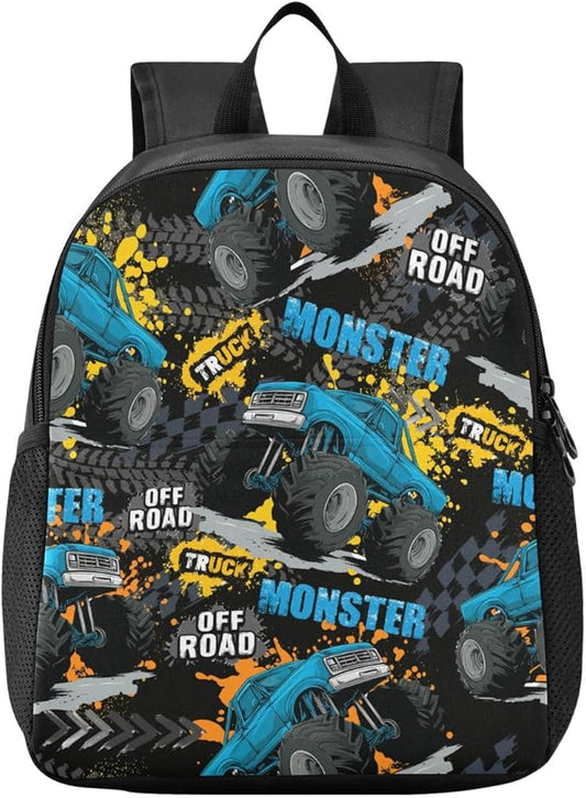 Toddler Monster Truck Waterproof Mini Backpack Boys/Girls Cute Small Kindergarten Pre School Bag (S)