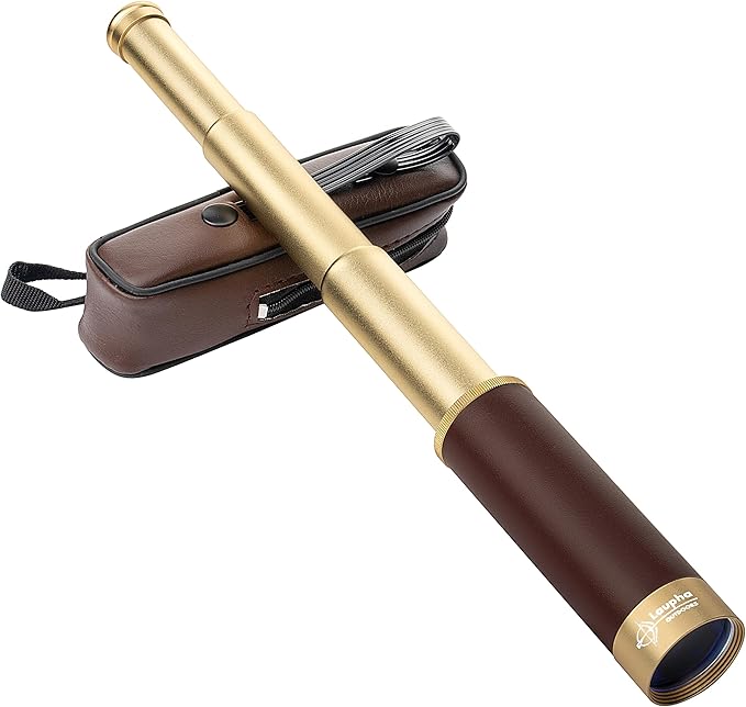 Retro Pirate Telescope Zoomable 25x30 Pocket Monocular Portable Collapsible BAK-4 Lens Captain Jack's Spyglass Handheld Telescope Vintage Telescope for Kids