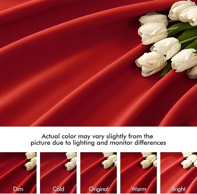 MIULEE Red Back Tab Blackout Curtains 90 Inches Long 2 Panels Set for Living Room Bedroom Privacy, Rod Pocket/Pinch Pleat Thermal Insulated Room Darkening Pleated Light Blocking Drapes