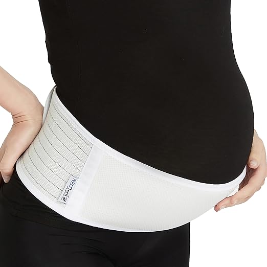 NeoTech Care Adjustable Maternity Belt - Light and Breathable Pregnancy Belly Support Band for Pregnant Women (White, Extra Large Size)